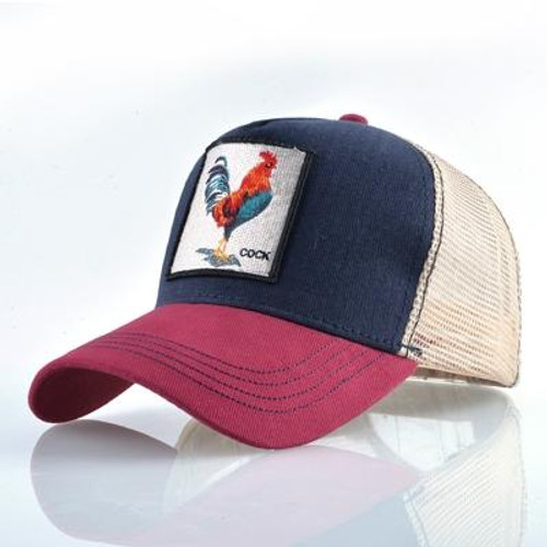 Cotton Embroidered Animal Baseball Cap(Red1 Cock)