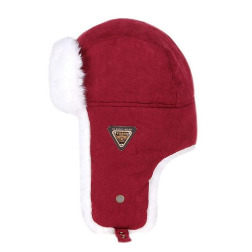 Autumn and Winter Outdoor Travel Windproof Warm Ear Protected Cap Flight Hats, Size:L58-60cm( Wine Red)