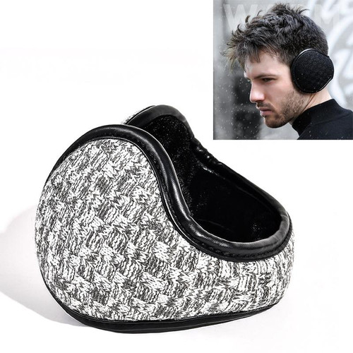2 PCS DEZ01 Winter Men Checkered Pattern Plush Foldable Warm Earmuffs Ear Bag, Size: Free Size(Off-white)