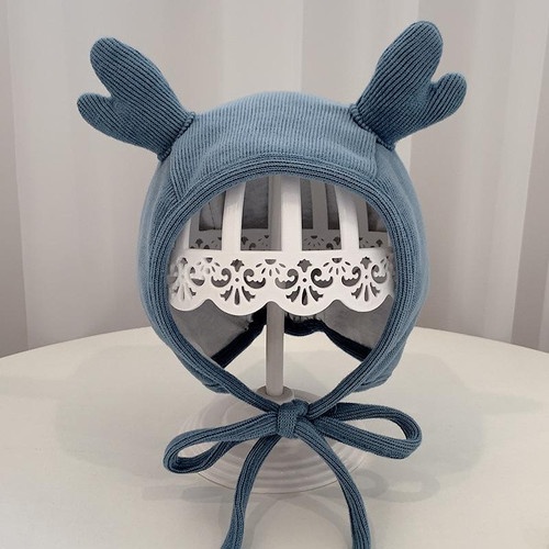 MZ9853 Baby Cartoon Animal Ears Shape Skullcap Cotton Keep Warm and Windproof Hat, Size: Suitable for 0-12 Months, Style:Antlers(Blue) MZ9853 Baby Cartoon Animal Ears Shape Skullcap Cotton Keep Warm and Windproof Hat, Size: Suitable for 0-12 Months, Style:Antlers(Blue)