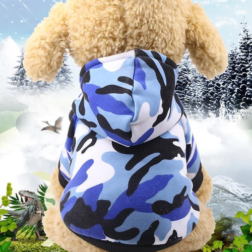 Dog Hoodies Pet Clothes For Dogs Coat Jackets Cotton Dog Clothes, Size:S(Blue Camouflage)