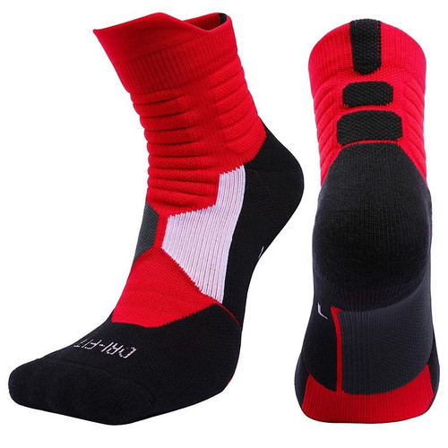 2 Pairs Antibacterial Terry Socks Basketball Socks Men And Women Adult Sports Socks, Size: XL 43-45 Yards(Red)