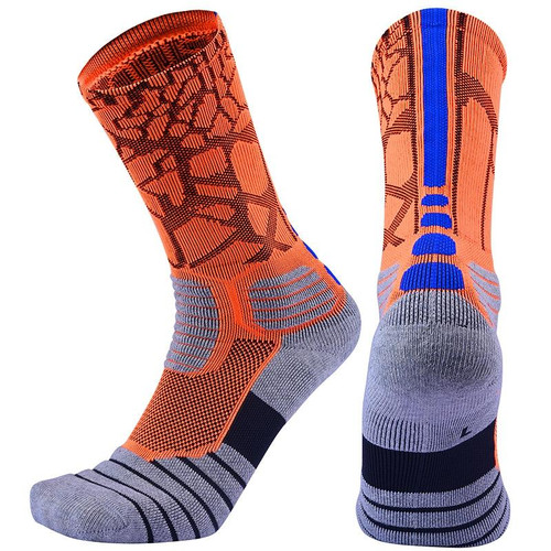 2 Pairs Length Tube Basketball Socks Boxing Roller Skating Riding Sports Socks, Size: L 39-42 Yards(Orange Blue)