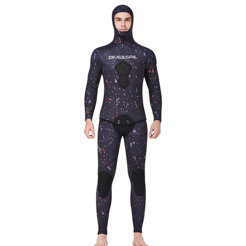 DIVE&SAIL 5mm Split Thick And Keep Warm Long Sleeves Hooded Diving Suit, Size: XL(Orange)