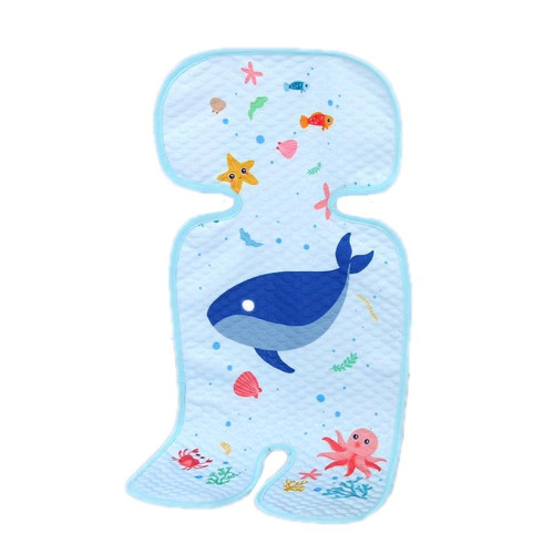 Baby Stroller Mat Seat Cushion Safety Seat Ice Silk Cushion, Color: Five-point Blue Whale