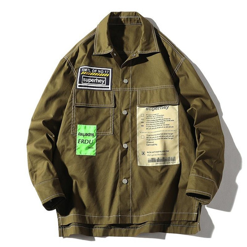 Leisure Art Port Wind Long Sleeve Shirt Jacket for Men (Color:Army Green Size:M)