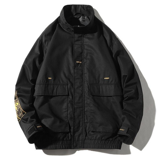 Letters Print Loose Top Casual Jacket for Men (Color:Black Size:XL)