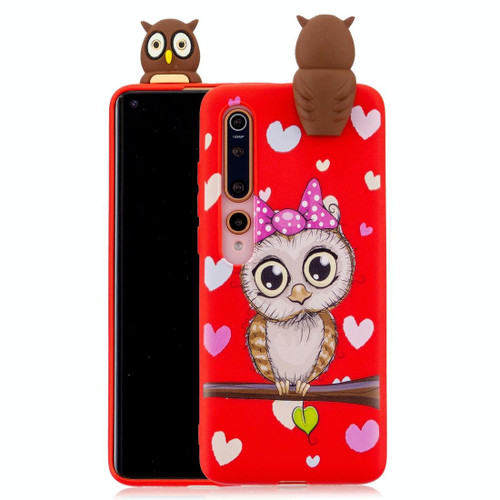 For Xiaomi Mi 10 5G Shockproof Cartoon TPU Protective Case(Red Owl)
