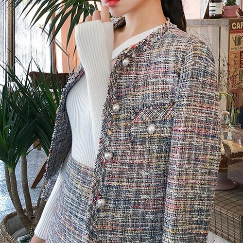 Slim-fit Small Scented Coat(Color:As Show Size:M)