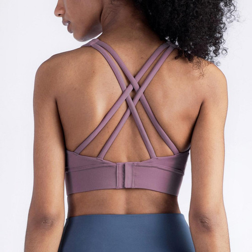 No Trace Buckle Peach Chest Line Yoga Sports Vest (Color:Mulbevry Size:XL)