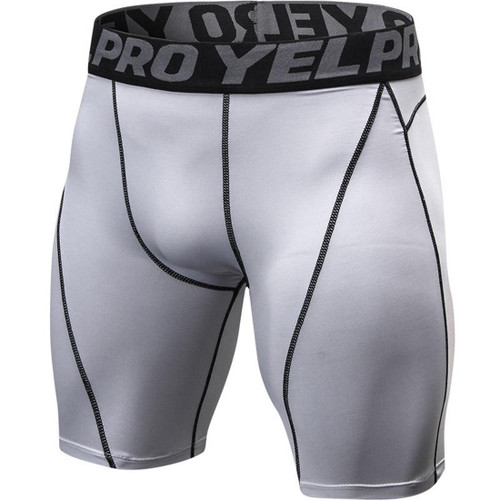 Fitness Running Training Sports Tight Breathable Quick Dry Elastic Shorts (Color:White Size:S)