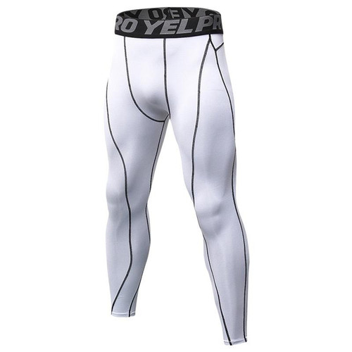 Exercise Fitness Running Training Breathable Quick Dry Elastic Tights (Color:White Size:S)