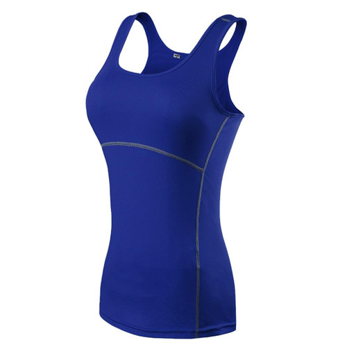 Tight Training Exercise Fitness Yoga Quick Dry Vest (Color:Blue Size:XL)