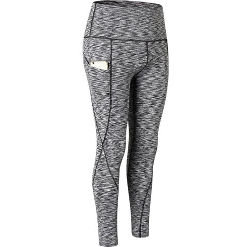 Super High Waist Slant Pocket Stretch Quick Drying Tights (Color:Colorful Black Size:S)