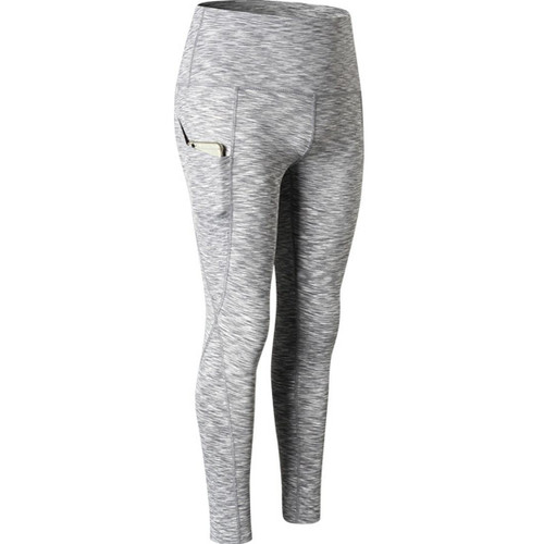 Super High Waist Slant Pocket Stretch Quick Drying Tights (Color:Colorful Gray Size:L)