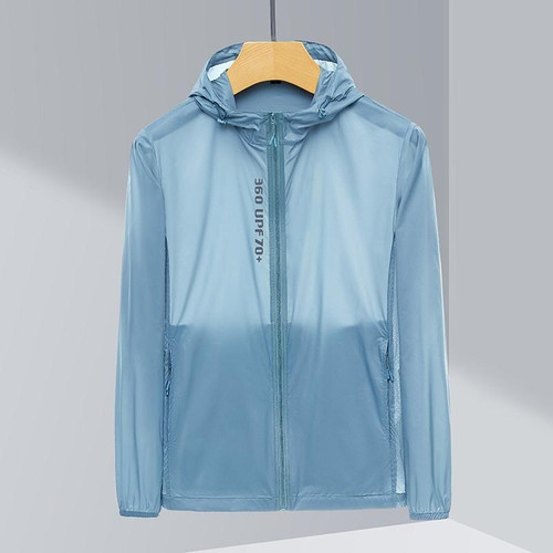 Mens Outdoor UV Proof Breathable Lightweight UPF 70 + Sunscreen Clothes For Couples (Color:Gray Blue Size:XL)