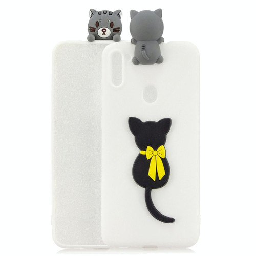 For Galaxy A11 Shockproof 3D Lying Cartoon TPU Protective Case(Little Black Cat)
