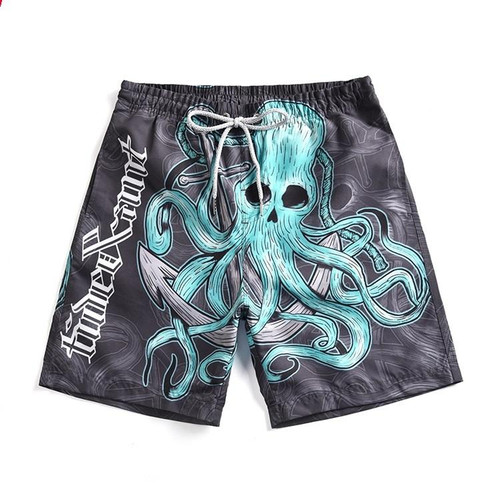 Men 3D Printed Octopus Beach Pants Quick-drying Swimming Shorts (XXL)