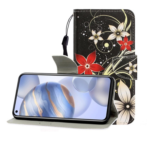 For Huawei Honor 30 Pro Colored Drawing Horizontal Flip Leather Case with Holder & Card Slot & Wallet(Safflower)