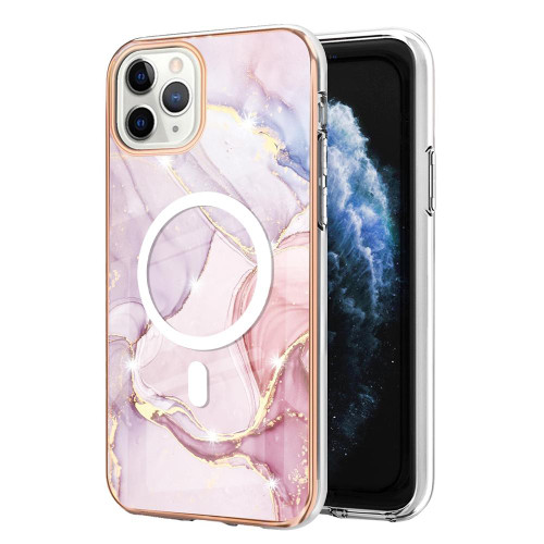 For iPhone 11 Pro Marble Pattern Dual-side IMD Magsafe TPU Phone Case(Rose Gold 005)