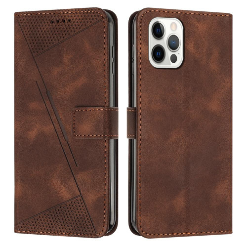 For iPhone 13 Pro Max Dream Triangle Leather Phone Case with Lanyard(Brown)