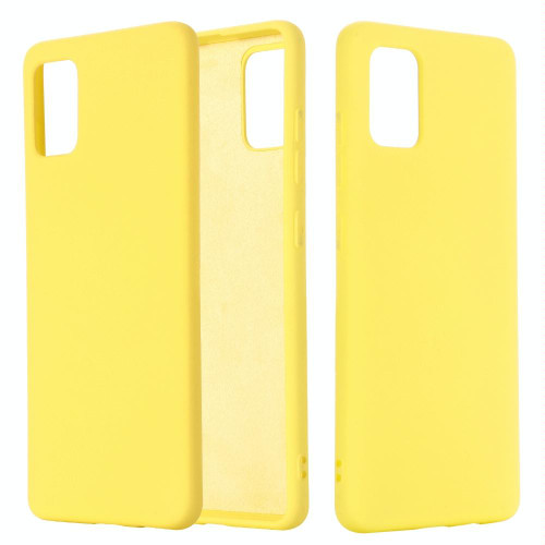 For Galaxy A31 Solid Color Liquid Silicone Dropproof Full Coverage Protective Case(Yellow)