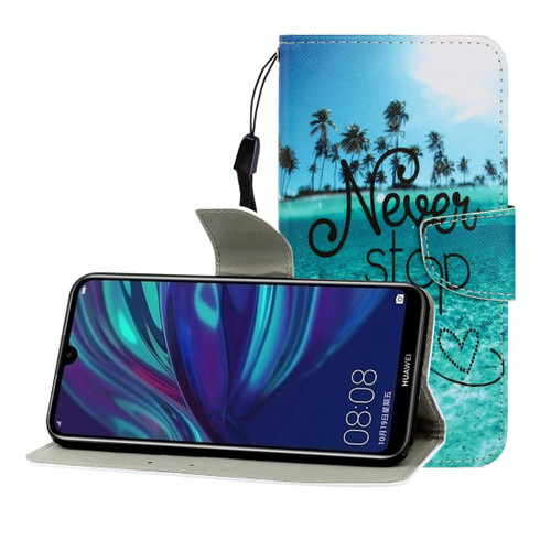 For  Huawei Honor 10i / 20i Colored Drawing Horizontal Flip Leather Case with Holder & Card Slot & Wallet(Blue Coconut Grove)