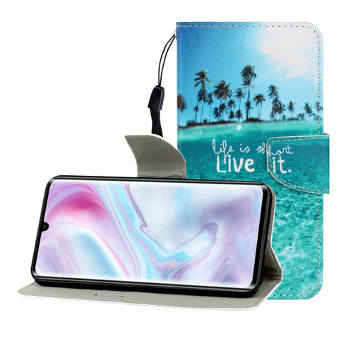 For Galaxy A31 Colored Drawing Horizontal Flip Leather Case with Holder & Card Slot & Wallet(Coconut Tree)