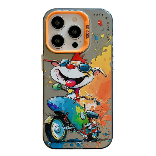 For iPhone 12 Pro Max Animal Pattern Oil Painting Series PC + TPU Phone Case(Motorcycle Dog)