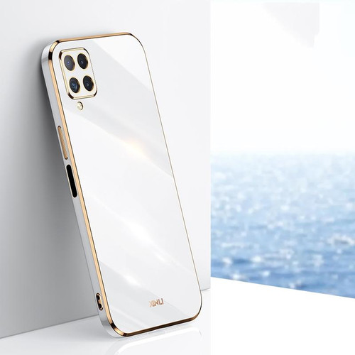 For Samsung Galaxy A22 4G XINLI Straight 6D Plating Gold Edge TPU Shockproof Case(White)