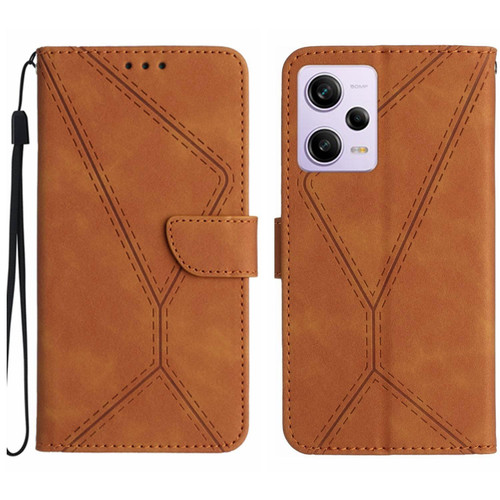 For Xiaomi Redmi Note 12 Pro+ Stitching Embossed Leather Phone Case(Brown)