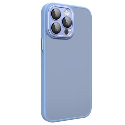 For iPhone 14 Pro Max All-inclusive TPU Edge Acrylic Back Phone Case with Lens Film(Sierra Blue)