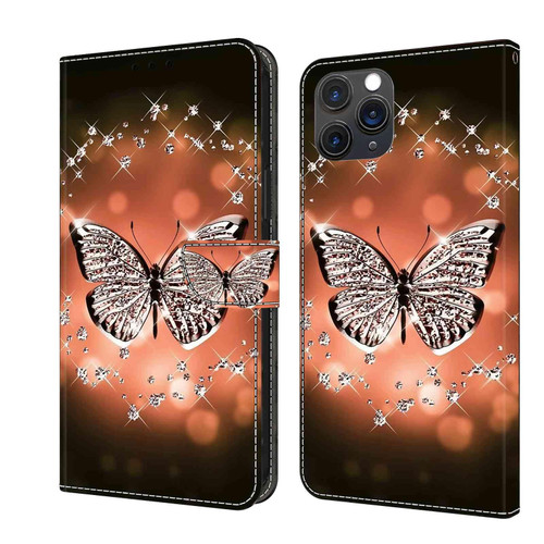 For iPhone 11 Pro Max Crystal 3D Shockproof Protective Leather Phone Case(Crystal Butterfly)