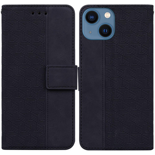 For iPhone 15 Geometric Embossed Leather Phone Case(Black)