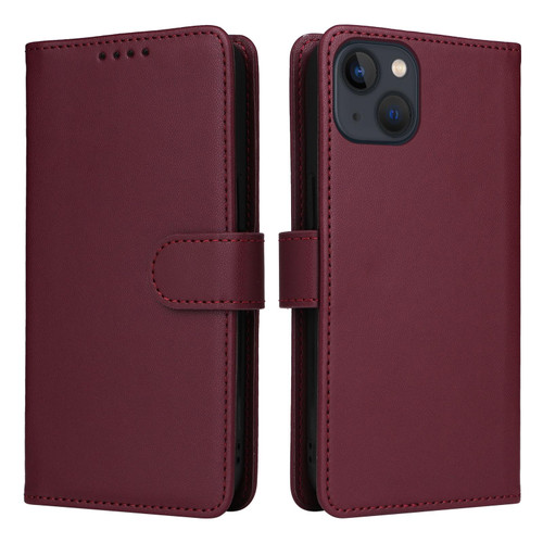 For iPhone 13 / 14 BETOPNICE BN-005 2 in 1 Detachable Imitate Genuine Leather Phone Case(Wine Red)