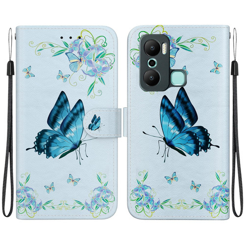 For Infinix Hot 20 Play Crystal Texture Colored Drawing Leather Phone Case(Blue Pansies)