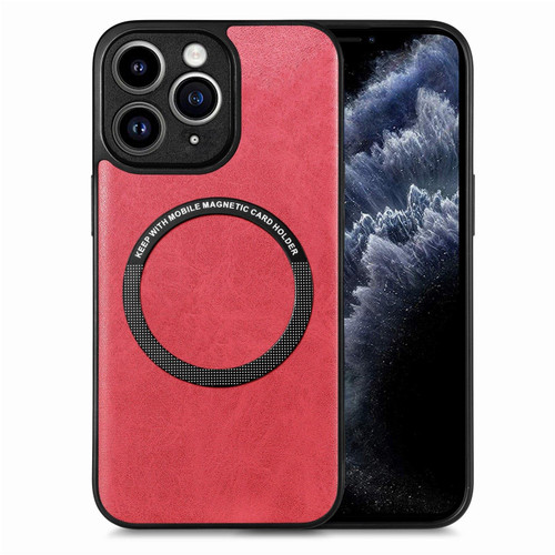 For iPhone 11 Pro Max Solid Color Leather Skin Back Cover Phone Case(Red)