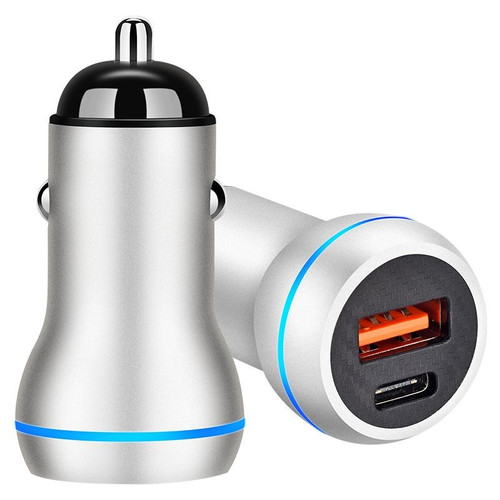 ACC-581 PD 20W + QC3.0 Type-C / USB-C + USB Fast Charging Car Charger (Silver)