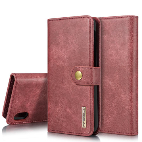 DG.MING Crazy Horse Texture Flip Detachable Magnetic Leather Case with Holder & Card Slots & Wallet for Galaxy A10(Red)
