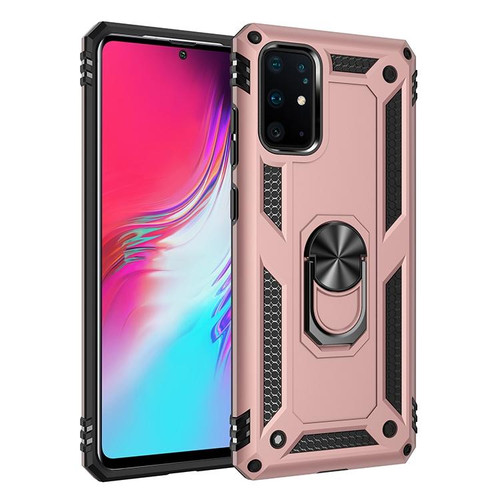 For Galaxy S20+ Shockproof TPU + PC Protective Case with 360 Degree Rotating Holder(Rose Gold)