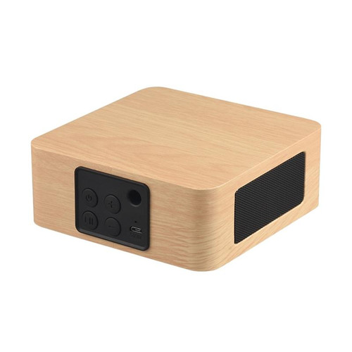 Q1A Bluetooth 4.2 Mini Wooden Double Horns Bluetooth Speaker(Yellow Wood Texture)