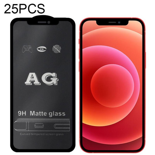 For iPhone 12 mini 25pcs AG Matte Frosted Full Cover Tempered Glass Film