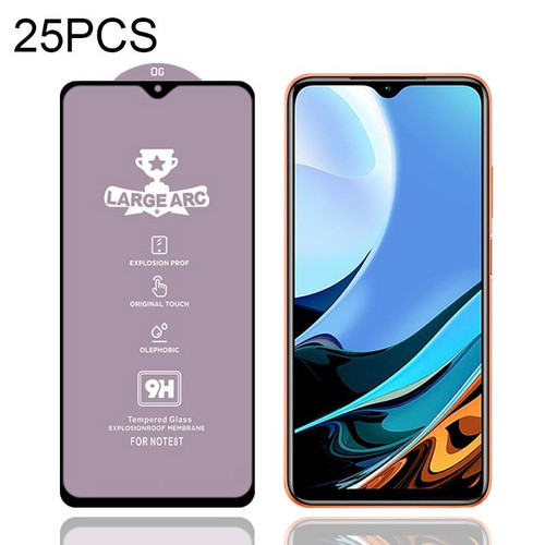 For Xiaomi Redmi 9T 25 PCS 9H HD Large Arc High Alumina Full Screen Tempered Glass Film