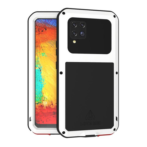 For Samsung Galaxy A42 LOVE MEI Metal Shockproof Waterproof Dustproof Protective Case with Glass(White)