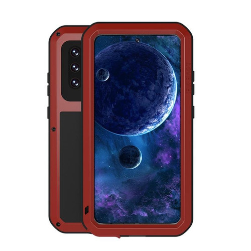 For Samsung Galaxy A52 5G / 4G LOVE MEI Metal Shockproof Waterproof Dustproof Protective Case with Glass(White)
