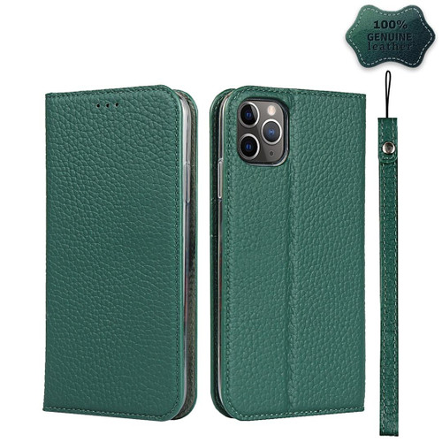 For iPhone 11 Pro Litchi Genuine Leather Phone Case (Green)