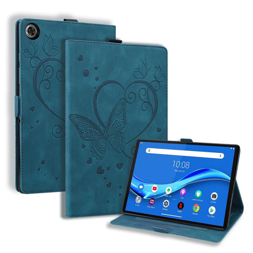 For Lenovo Tab M10 Plus TB-X606F TB-X606X Love Butterfly Pattern Horizontal Flip Leather Case with Holder(Blue)