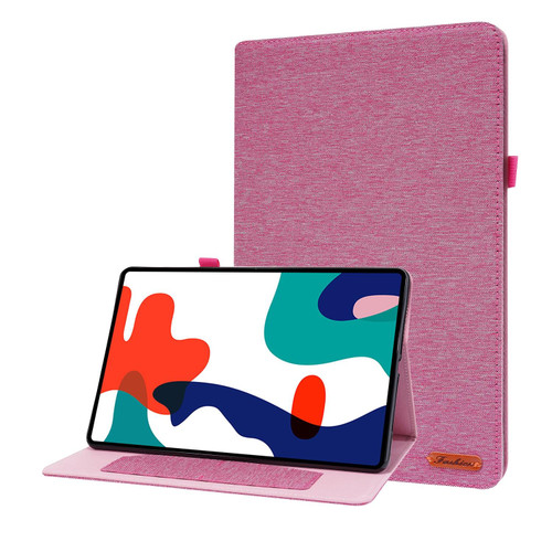 For Huawei MatePad Pro 12.6 2021 Horizontal Flip TPU + Fabric PU Leather Protective Case with Name Card Clip(Rose Red)