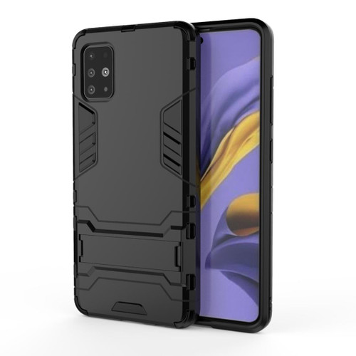 For Galaxy A51 Shockproof PC + TPU Protective Case with Invisible Holder(Black)