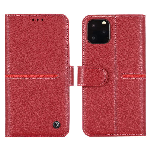 For iPhone 11 Pro GEBEI Top-grain Leather Horizontal Flip Protective Case with Holder & Card Slots & Wallet & Photo Frame(Red Wine)